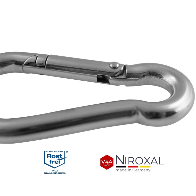 NietFullThings Stainless Steel Carabiner Hook without Thimble V4A Robust Design
