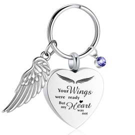 Heart Cremation Jewelry Urn Keychain for Ashes for Women Men, Keepsake Memorial Heart Urns Pendant for Human Ashes,Silver