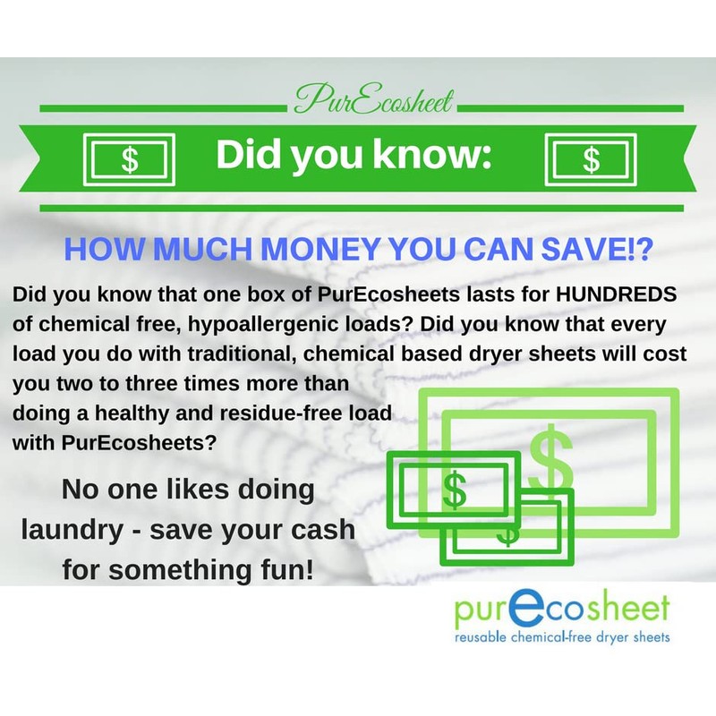 Purecosheet - Reusable Dryer Sheets | Cost effective (500+ loads),