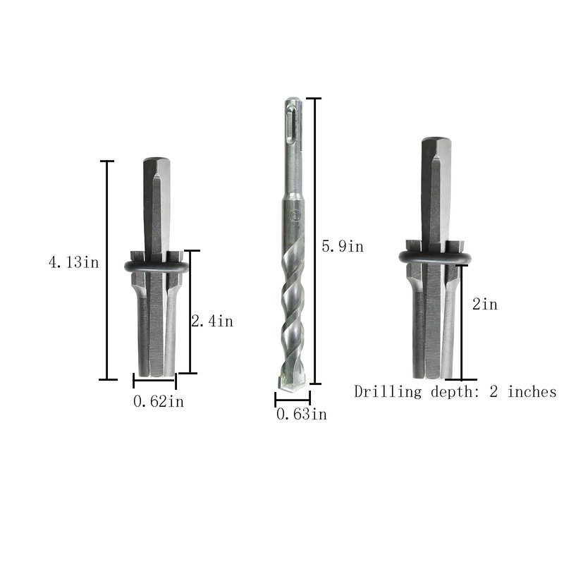 7 Pack Rock Splitting Wedges 5/8" with Drill Bit, Feathers