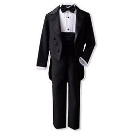 Boy's Formal Tuxedo Suit Set with Tail G208 (Black, 12)