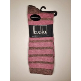 b.ella B. Ella Ladies Cashmere Wool Angora Blend Socks Keri Cocoa Rose stripe USA