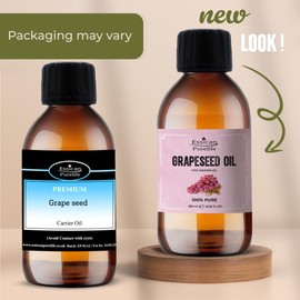 Grapeseed Oil 250ml, Cold Pressed Grapeseed Oil, 100% Pure & Natural, Moisturiser and Conditioner, Grapeseed Oil Massage Oil for Hair, Skin, Face, Beard and Aromatherapy, Organic Grapeseed Oil