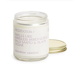 Anecdote Candles ‘Meditation' Coconut Soy Wax Candle Jar | Premium Hand Poured & Long Burning | Palo Santo & Black Cedar Scent | Phthalate-Free | for Home, Office, Gift - 7.8 Oz