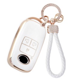 ZANEKO Key Case Compatible with Toyota Rise Roomy Key Cover for Daihatsu Rocky New Taft Tanto Custom Smart Key Case Lightweight (4 Buttons, White), white