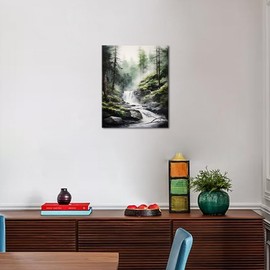 TUMOVO Paint by Numbers for Adults Waterfall in The Woods Adults' Paint by Number Kits Misty Forest Landscape Art Painting Kits with Brushes Oil Painting Art Crafts 16x20 in