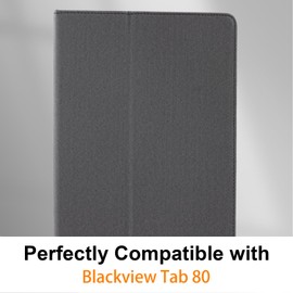 Haofun Case for Blackview Tab80/Tab 10 WiFi, Ultra Thin PU, Slim and Lightweight Flip Case, Foldable, Back Cover Flip Stand, Slim Protective Case with Wrist Strap, Black
