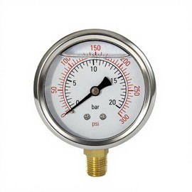 YSIL 0-300 Psi Glycerin Liquid Filled Low Pressure Gauge 2.5" Dial Size Stainless Steel 1/4" NPT Water Oil Air Lower Mount for Water Pump Pneumatic Hose Tank Gas Pressure Test