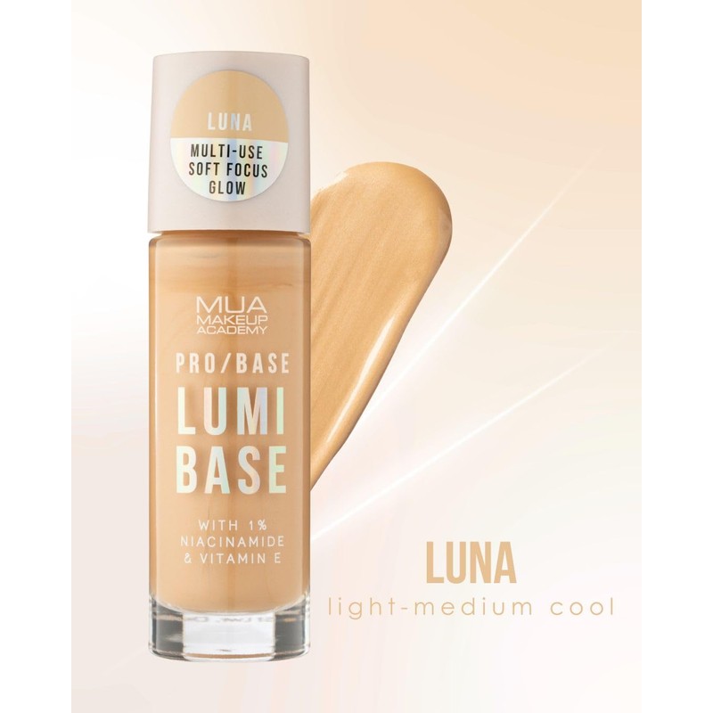 MUA Lumi Base, Tinted Glow Formula, Luna (Pack of 1)