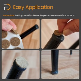Furndiy Felt Furniture Pads for Hardwood Floors, Self-Adhesive Felt Pad for Chairs & Seat Legs, Easy Slide, Anti Scratch, Noise Stopper, Bumper & Buffer, Floor Protection - Based in USA - 1.1" x 18Pcs