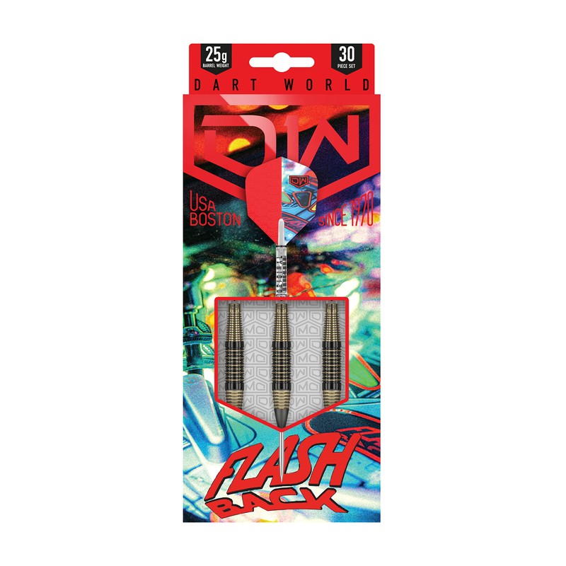 DW Flashback 25g Black Steel Tip Darts, Precision Balanced, Accurate,