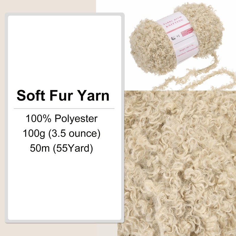 MECCANIXITY Fur Yarn Soft Fluffy Chunky Yarn Fuzzy Eyelash Yarn