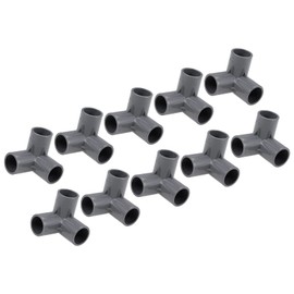 QUARKZMAN 20 mm Socket Tee PVC Pipe Connectors x 10 Pieces T 3-Way Manifold Pipe Connector for Buildings Irrigation Installation Grey