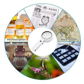 VERIMP 5X Handheld Magnifier Illuminated Desktop Handheld Magnifying Glass Reading Desk Lamp Dual-Purpose 8LED Magnifying Glass Lamp Repair Circuit Board Appraisal Jewelry Magnifying Glasses