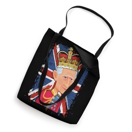 King Charles III United Kingdom flag coronation gift - black Tote Bag