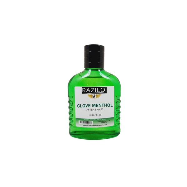 RAZILO Menthol & Clove Aftershave for Men Splash-On 3.4oz / 100ml Green Glass Bottle Clove Mentol