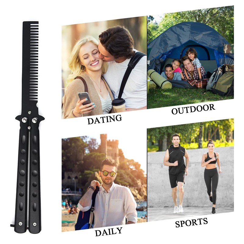 RICHDMI Butterfly Comb, Butterfly Comb, Foldable Pocket Comb, Foldable Metal