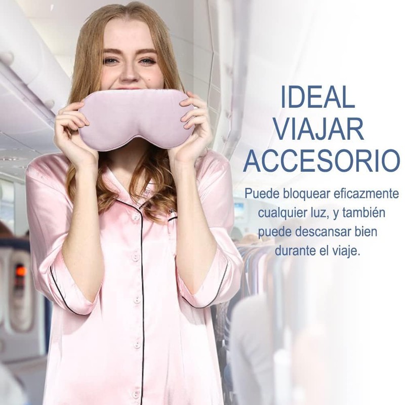 HAKUKU Seda Máscara para Dormir, Comodidad de Seda Suave Ajustable