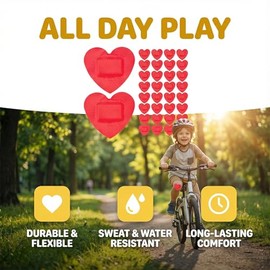 50 Curitas para Niños Vendas Adhesivas en Forma de Corazón Parches de Polietileno (PE) Impermeos y Transpirables para Heridas Pequeñas Primeros Auxilios para Bebés y Niños (Rosa)
