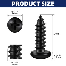 MewuDecor #4 x 3/4" Pan Head Self Tapping Screws Sheet Metal Wood Screws, Black Oxide, 304 Stainless Steel 18-8, 100 PCS
