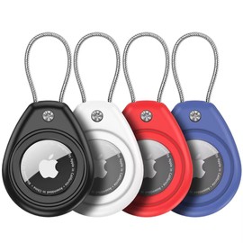 Aimtel Pack of 4 Air Tag Pendants Compatible with Apple Air Tag Keyring, IPX8 Waterproof Air Tag Case with Wire Cable, Air Tag Lock Key Ring Holder for Keys, Luggage, Backpack
