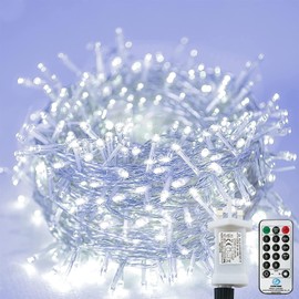 LITYBY String Lights Plug in,25M/82ft 220LED Fairy Lights Main Poweed,8 Modes Garden Lights with Remote Control,Fairy Lights for Bedroom,Garden,Gazebo,Party,Christmas Decorations (Cold White)