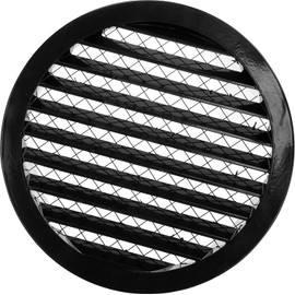 Vent Systems 10" Inch Black Soffit Vent Cover - Round Air Vent Louver - Grill Cover - Built-in Bird Screen - HVAC Vents for Outside Use, Home Office, Kitchen - Industrial Aluminum Alloy Grille