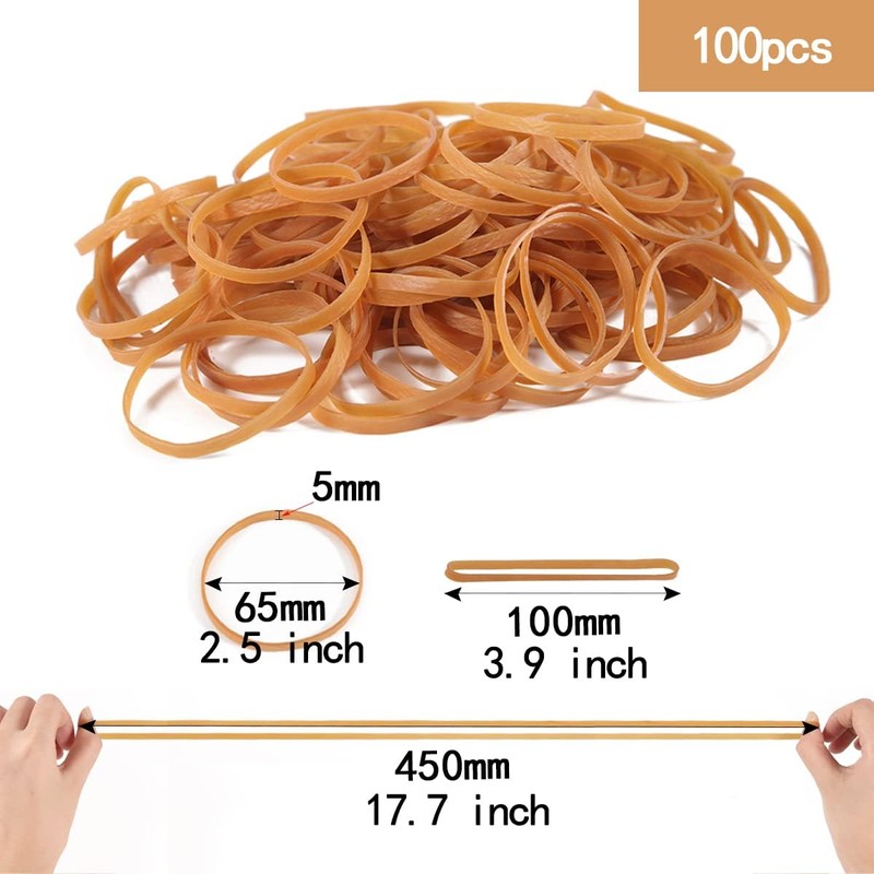 Elastic Bands Heavy Duty 100Pcs Thick rubber bands(100mm*5mm) Natural Strong