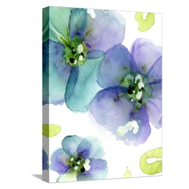 ART.COM Stretched Canvas Print Blue Flowers by Dawn Derman, 12" x 16"