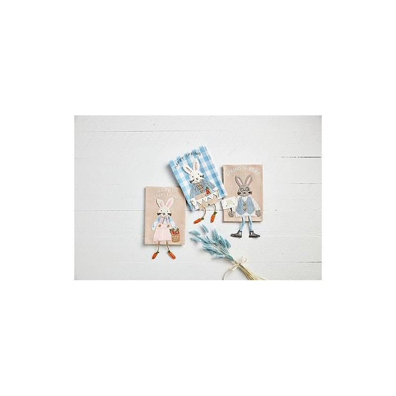 Mud Pie Easter Dangle Towels, Happy Spring; 14" x 21"