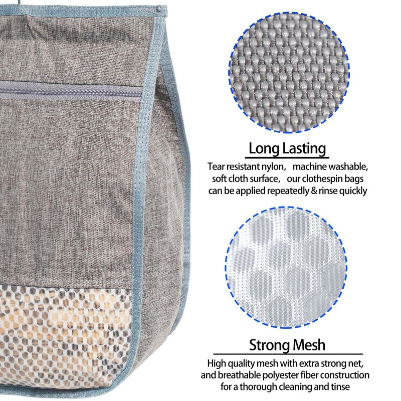 Laundry Clothespin Bag for Clothesline Outdoor, Clothes pin Bag with