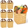 6PCS Wooden Woven Baskets with Handles, Empty Wood Wicker Storage