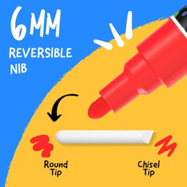 Chalkola 10 Liquid Chalk Markers for Blackboard - (10 pack, 6mm Reversible Tip) | Chalkboard Markers Erasable for Window, Glass, Car, Mirror, Wall Calendar - Non Toxic, Washable, Wet Erase Chalk Pens