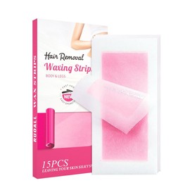 15Wax Strips for Hair Removal - Facial Hair Removal for Women - Waxing Kit for Face, Body, Arms, Legs, Chest, Back, Bikini & Brazilian 15ct Waxing Strips-Red