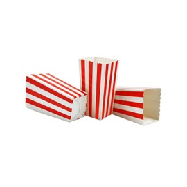 50PCS Popcorn Favor Boxes, Striped Paper Popcorn Boxes Cardboard Candy Container for Birthday Theater Themed Parties Movie Nights Carnivals, Red And White 3.3 X 5.6 Inches