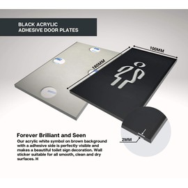 DOJA Barcelona Door Sign Rauchverbot | Pack of 2 | Smoking Prohibition Sign | Black | 180 x 100 x 5 mm | Acrylic | Smoking Prohibited Sticker | Pictogram | Bathroom, Office, Bathroom Accessories,