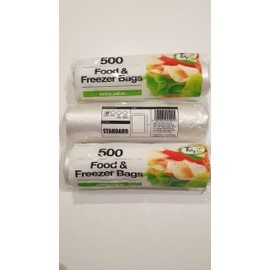 1500 Food & Freezer Bags 3 Packs of 500 Storage Food Freezer Strong Large Reusable Fresh Lunch Bags On Roll Packed Fridge Freezing All Food Type Used Standard Strength by Tidyz