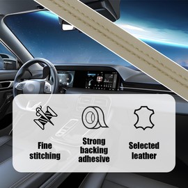 KHGUZ Car Interior Trim Strips, 19.68Ft Flexible Leather Vehicle Gap Fillers Decoration Molding Line, DIY Auto Central Control Door Garnish Accessories, Universal for SUV, Sedan, Truck (Beige)