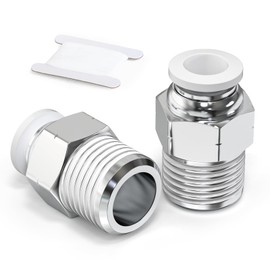 TAILONZ PNEUMATIC White Straight Male Thread 12mm OD x 3/8 BSP Push-in Fittings PC12-03 (Pack of 2)