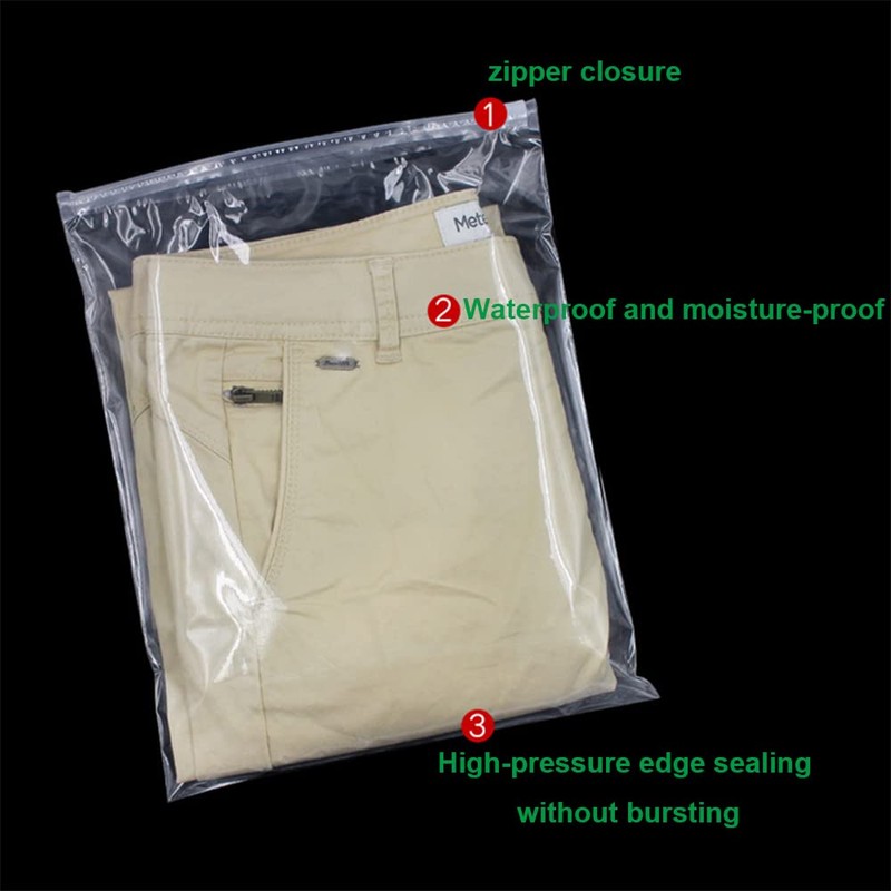 Reise-Aufbewahrungsbeutel für Kleidung, 24 Stück, PE-Kunststoff, transparent, mit Reißverschluss, großer