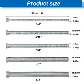 Tnisesm Spring Tube Bender Set 1/4'', 3/8'', 1/2'', 5/8'' and 3/4'' for Copper, Aluminum and Thin Wall Steel Tubing 13.7'' / 350mm Length