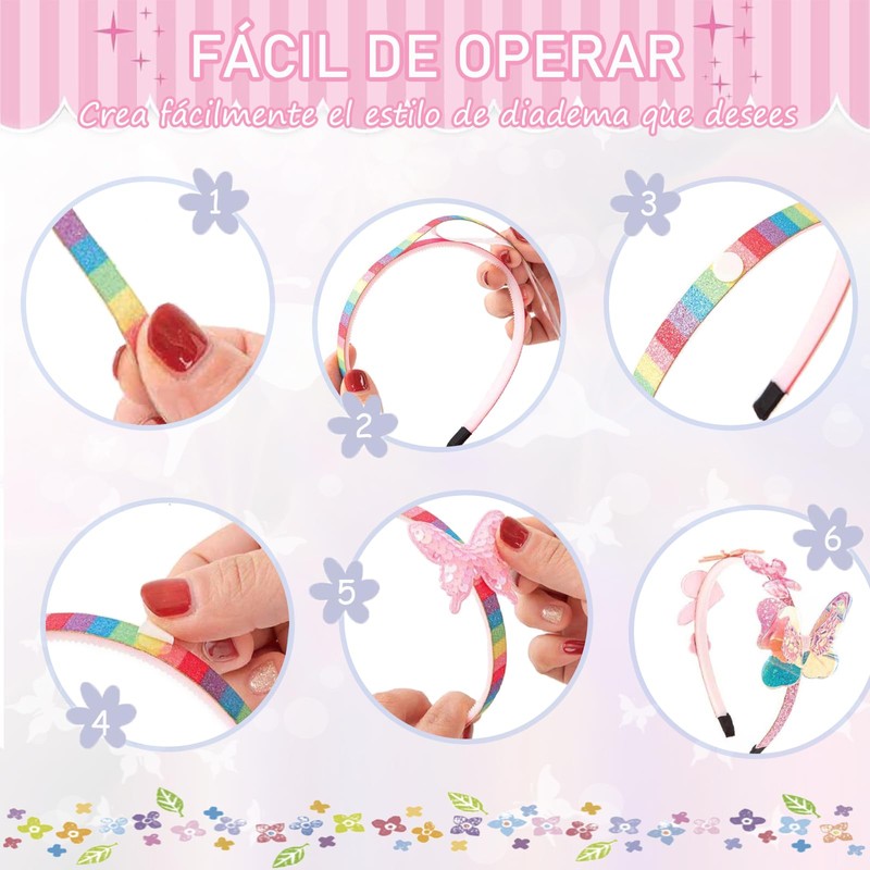Kit para Hacer Accesorios de Pelo para Niñas,Diadema de Mariposa