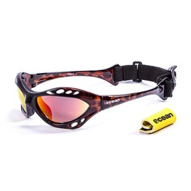 Ocean OCN-15001-2 Floating Sunglasses, Goggle Shape, UV Protection, Impact Resistant Coated Lens, Recycled Material, Demi Brown (Polarized Red REVO Lenses)