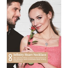 Infinity Heart Necklaces for Women | 925 Sterling Silver Diamond Jewelry for Wife Anniversary | Birthday Gifts for Her | Valentines Day Love Birthstone Pendant | Gifts for Mom on Mothers Day Christmas