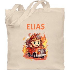 Geschenk mit Namen personalisiert by Shirtracer - Cotton Bag - Fire Brigade Boy Fire Brigade Children, 4 natural white, Unit size