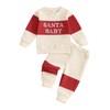 MBMSHEGH Baby Boy Christmas Outfit Letter Embroidery Contrast Color Long