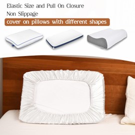 Yanideer Satin Pillowcase for Hair & Skin Travel Elastic Band Cooling Satin Pillowcases - Satin Pillow Case Cover Pillow Cases Standard Size Queen, White