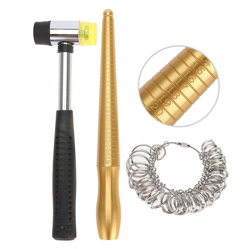 3pcs / Set Ring Mandrel Sizer Finger Measuring Stick Handle