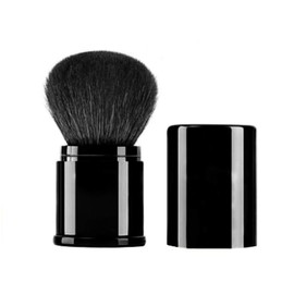 Retractable Kabuki Makeup Brush - Premium Goat Hairs Blush Brushes Great for Blending Liquid, Cream, Mineral Cosmetics or Translucent Powder (Black - Goat Hairs)