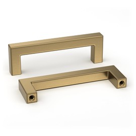 goldenwarm 5 Pack Champagne Bronze Cabinet Pulls Gold Cabinet Handles 3-3/4in Champagne Drawer Pulls Brushed Bronze Cabinet Pulls Handles Kitchen Cabinet Hardware Square Gold Pulls for Cabinet Drawer